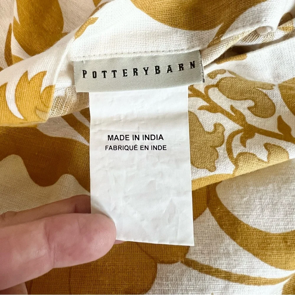 Pottery Barn Palampore Standard Shams - Gold & Tan Linen Blend Floral Set of 2